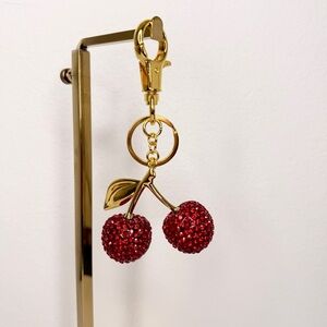 Piper K Red Cherry with rhinestone sparkle bag charm or keychain
